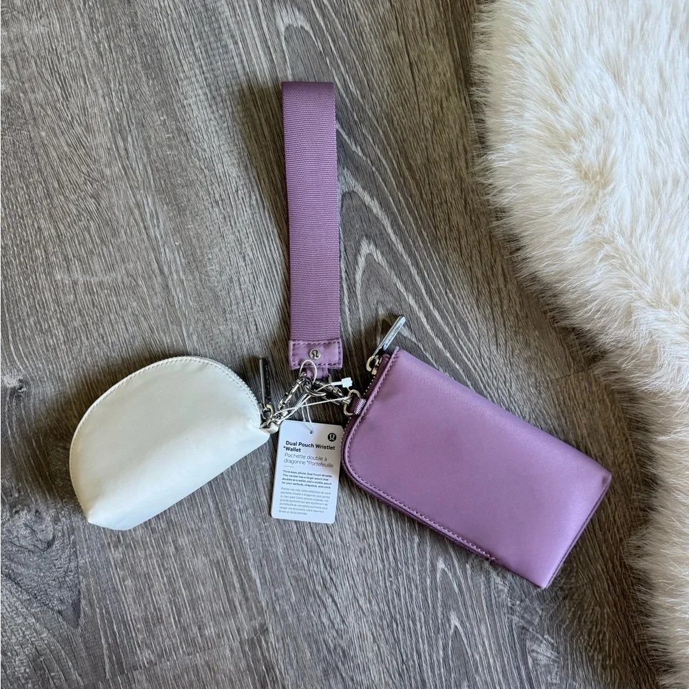 🍋💞LULULEMON  Dual Pouch Wristlet Wallet- Lavender Lux/Light Ivory/Goodnight Plum